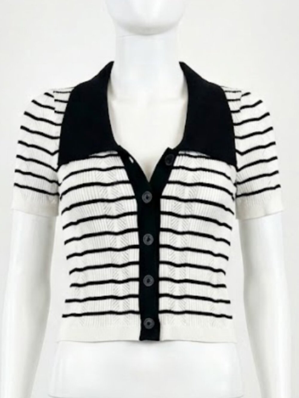 ANTHROPOLOGIE MAEVE Striped Collar Knit Cardigan Top - SP